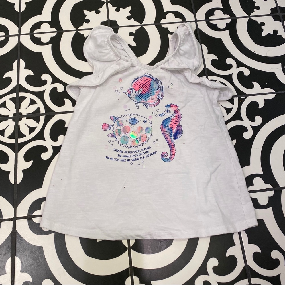 Cat & Jack White Fish Ruffle Tank